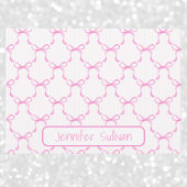 Coquette Pink Bows Striped Elegant Personalized Notitiekaartje