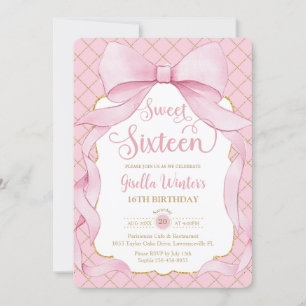 Coquette Pink Bows Sweet Sixteen 16 16e verjaardag Kaart