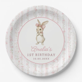 Coquette Pink Bunny Birthday Party Paper Plates Papieren Bordje