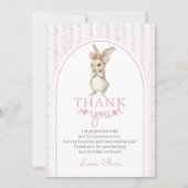 Coquette Pink Bunny Birthday Thank You Card Bedankkaart (Voorkant)
