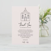 Coquette Pink Chapel Wedding Photo Bedankkaart (Staand voorkant)