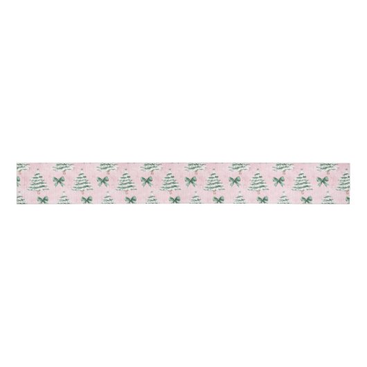Coquette Pink Christmas Tree Grosgrain Ribbon Grosgrain Lint (Voorkant)