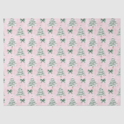 Coquette Pink Christmas Tree Tissue Paper Tissuepapier (Voorkant)