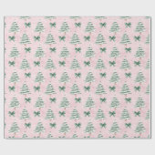Coquette Pink Christmas Tree Wrapping Paper Cadeaupapier (Vlak)