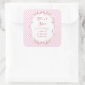 Coquette Pink Gingham Bow First Birthday Thank You Vierkante Sticker (Tas)