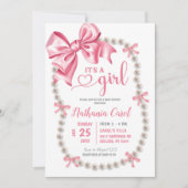 Coquette Pink Girl Baby shower Uitnodiging (Voorkant)