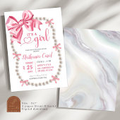 Coquette Pink Girl Baby shower Uitnodiging