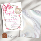 Coquette Pink Girl Pearls Baby shower Uitnodiging