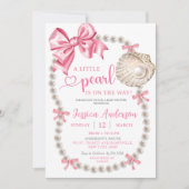 Coquette Pink Girl Pearls Baby shower Uitnodiging (Voorkant)