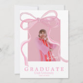 Coquette Pink Ribbon Afstuderen Aankondiging (Voorkant)