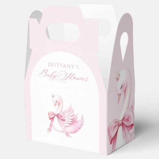 Coquette Pink Swan Baby shower Bedankdoosjes (Geopend)