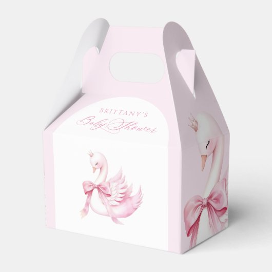 Coquette Pink Swan Baby shower Bedankdoosjes (Voorkant Zijde)