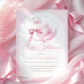 Coquette Pink Swan Baby shower Kaart