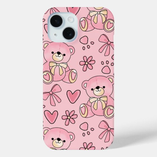 Coquette Pink Teddy Bear Seamless Pattern Case-Mate iPhone Case (Achterkant)