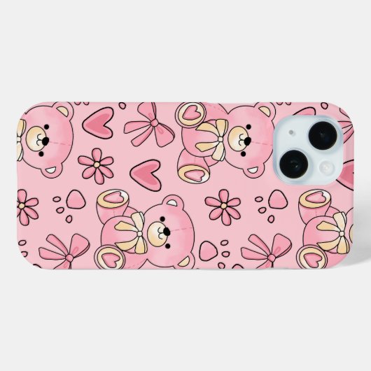 Coquette Pink Teddy Bear Seamless Pattern Case-Mate iPhone Case (Achterkant (horizontaal))