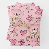 Coquette Pink Teddy Bear Seamless Pattern Inpakpapier Vel (In situ)