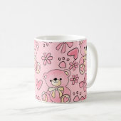 Coquette Pink Teddy Bear Seamless Pattern Koffiemok (Voorkant rechts)