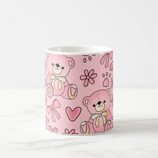 Coquette Pink Teddy Bear Seamless Pattern Koffiemok (Center)