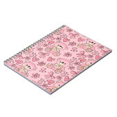 Coquette Pink Teddy Bear Seamless Pattern Notitieboek (Linkerzijde)