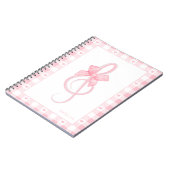 Coquette Pink Treble Clef Bow Gingham Patroon Notitieboek (Linkerzijde)