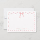 Coquette Pink Watercolor Bow Personalized Note Notitiekaartje (Voorkant)