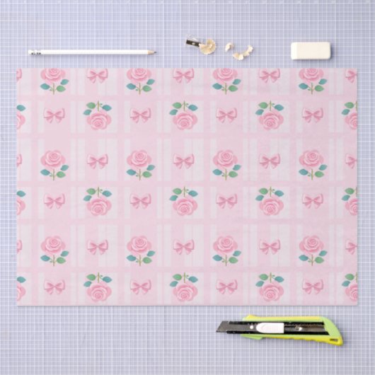 Coquette Plaid lint & Roos Roze Tissuepapier (Craft)