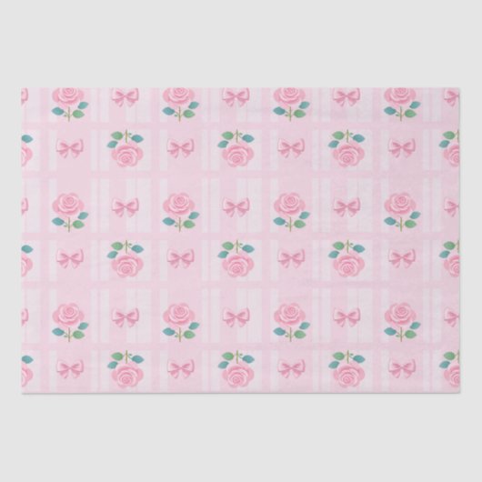 Coquette Plaid lint & Roos Roze Tissuepapier (Voorkant)