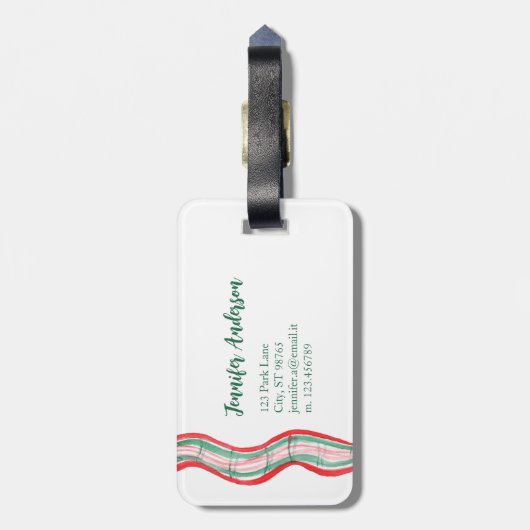 coquette plaid luggage tag bagagelabel (Achterkant verticaal)