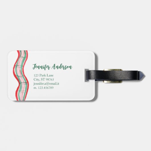 coquette plaid luggage tag bagagelabel (Achterkant horizontaal)