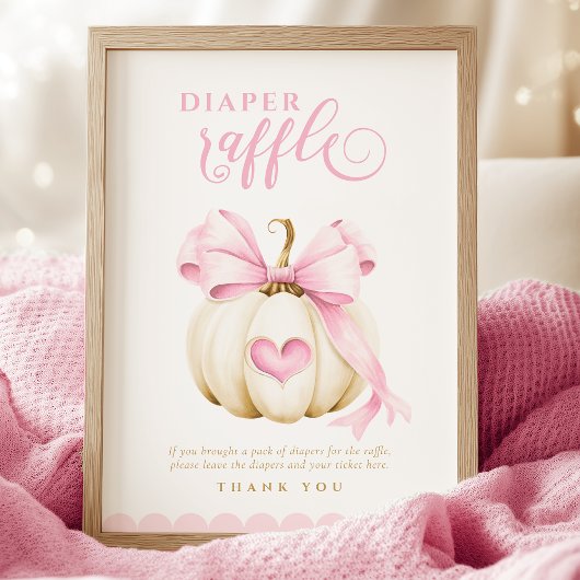 Coquette Pompoen Baby shower Luier Raffle Sign Poster
