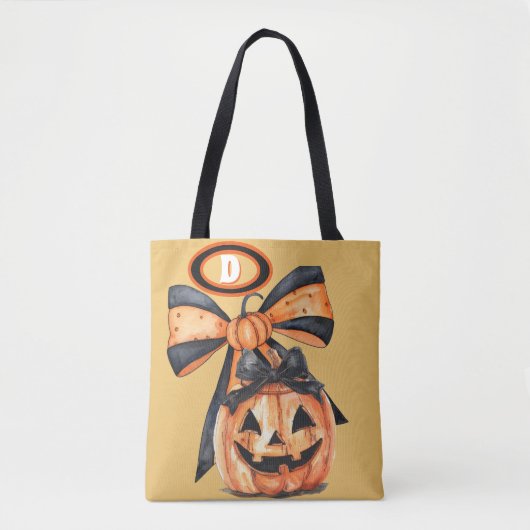 Coquette Pompoen Design Monogram Tote Bag (Voorkant)