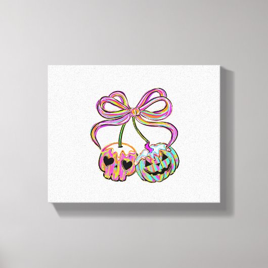 Coquette Pompoen Kersen Halloween Canvas Afdruk (Voorkant)
