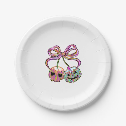 Coquette Pompoen Kersen Halloween Papieren Bordje (Voorkant)