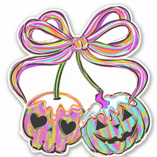 Coquette Pompoen Kersen Halloween Sticker (Voorkant)
