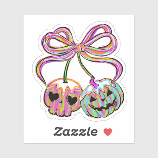 Coquette Pompoen Kersen Halloween Sticker (Vel)