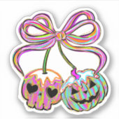 Coquette Pompoen Kersen Halloween Sticker (Voorkant)