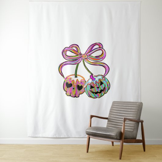 Coquette Pompoen Kersen Halloween Wandkleed (In situ)