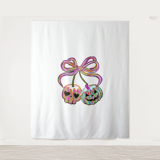 Coquette Pompoen Kersen Halloween Wandkleed (Voorkant)