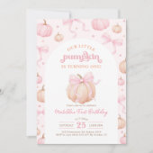 Coquette Pompoen Pastel Roze Bow Meisje Verjaardag Kaart (Voorkant)