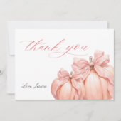 Coquette Pompoen Roze Bow Baby shower Dank u ca Bedankkaart (Voorkant)