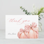 Coquette Pompoen Roze Bow Baby shower Dank u ca Bedankkaart (Staand voorkant)