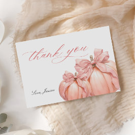 Coquette Pompoen Roze Bow Baby shower Dank u ca Bedankkaart