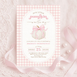 Coquette Pompoen Roze Bow Gingham Meisje Baby show Kaart