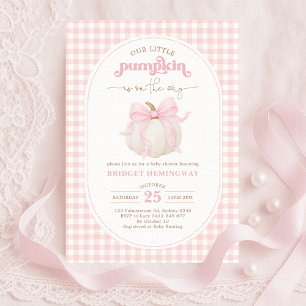 Coquette Pompoen Roze Bow Gingham Meisje Baby show Kaart