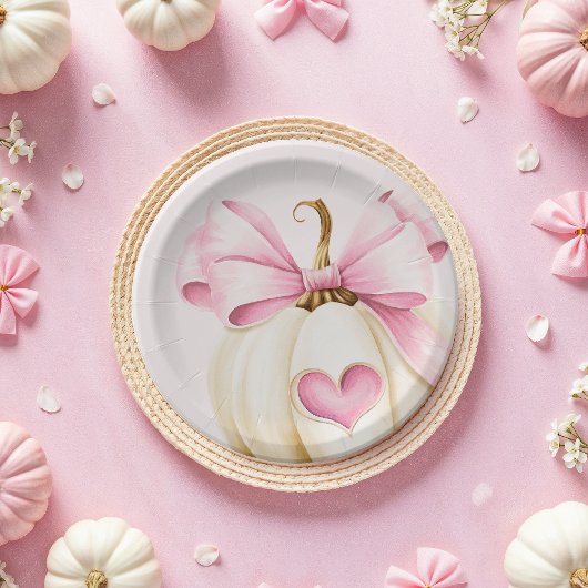 Coquette pompoen roze papier Borden Papieren Bordje