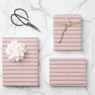 Coquette Preppy Chic Pastel Groen En Roze Strepen Inpakpapier Vel