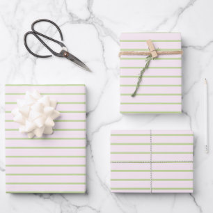 Coquette Preppy Chic Pastel Groen En Roze Strepen Inpakpapier Vel