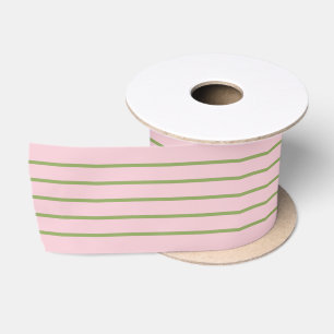Coquette Preppy Chic Pastel Groen En Roze Strepen Satijnen Lint
