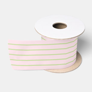 Coquette Preppy Chic Pastel Groen En Roze Strepen Satijnen Lint