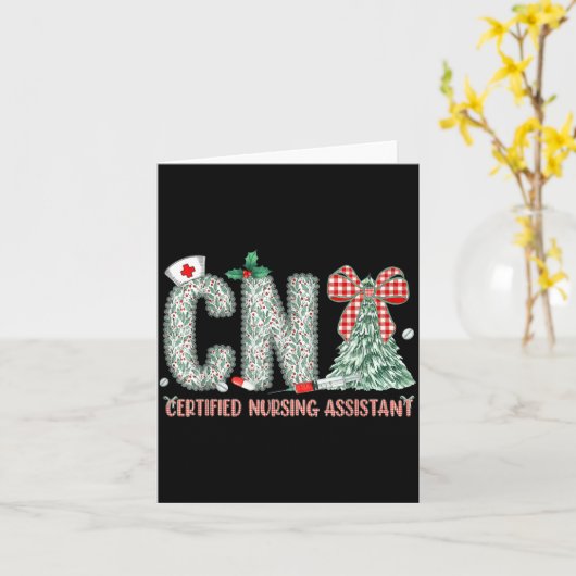 Coquette Preppy Christmas Cna Nurse Christmas Tree Kaart (Gele Bloem)
